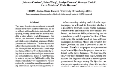 Creating Small ASR Models For Low-resource Languages From Similar Languages: The Cases Of Betawi and Puno Quechua featured image